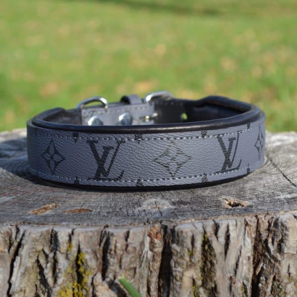 Black Louis V Monogram Harness 100% Buffalo Leather dog collars