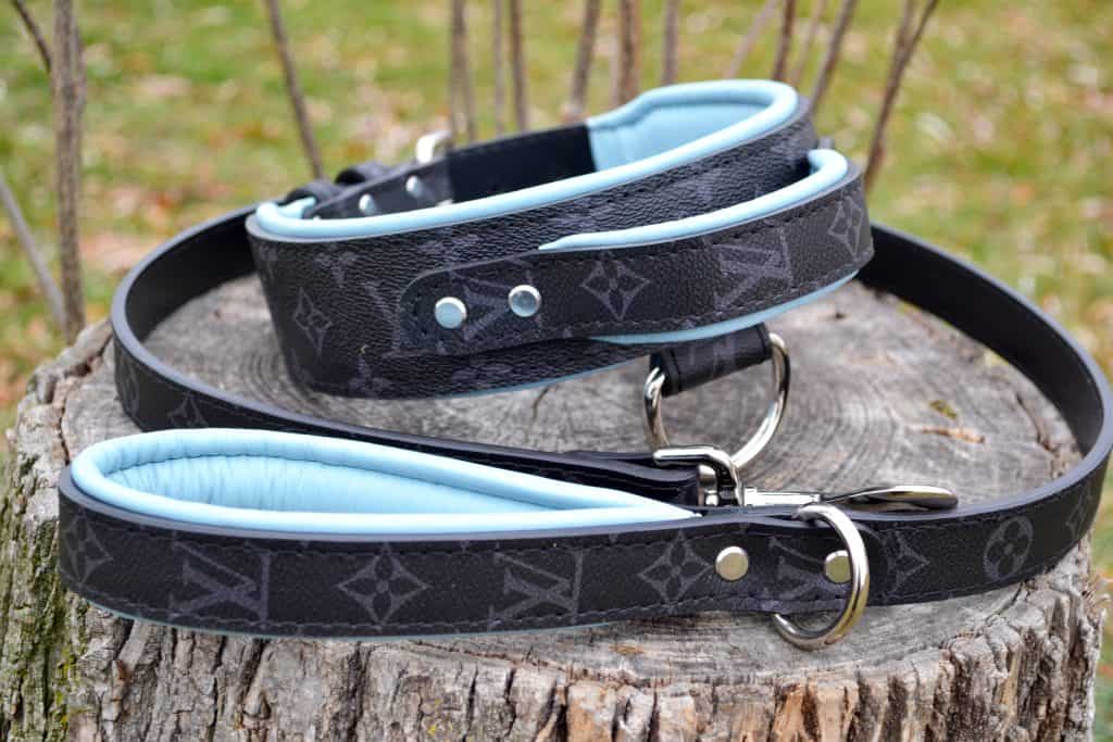 Designer inspired Black Louis Vuitton Dog Collar