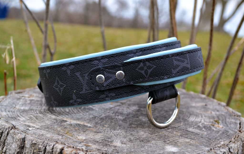 Designer inspired Black Louis Vuitton Dog Collar