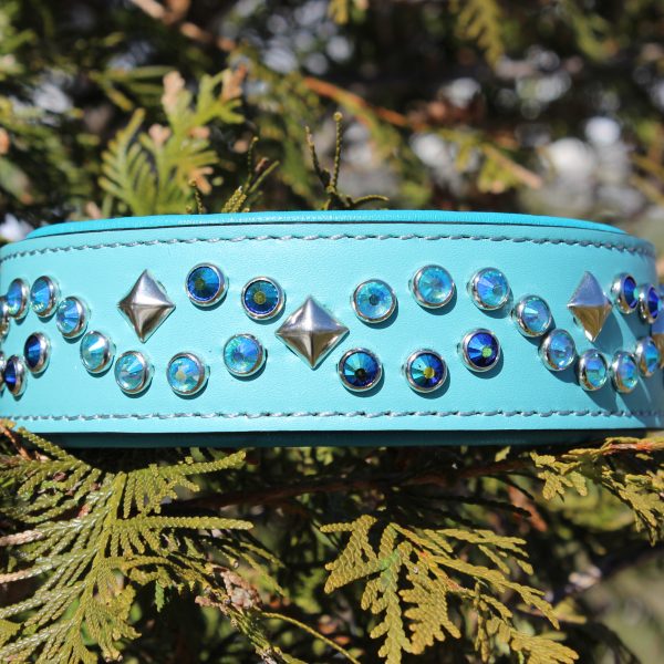 Baby Blue Leather Dog Collar